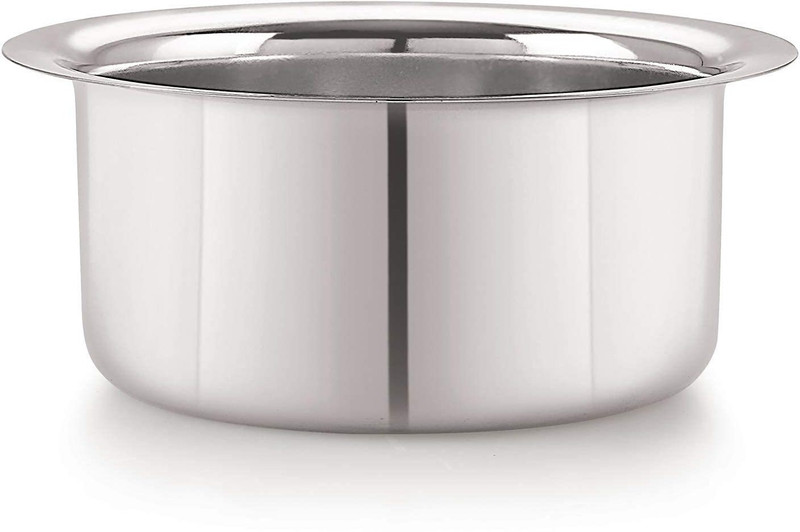 Tannu Craft Stainless Steel Milk Pot Patila 10L Tope/Bhagona/Patila 10 L capacity 34 cm diameter(Stainless Steel)