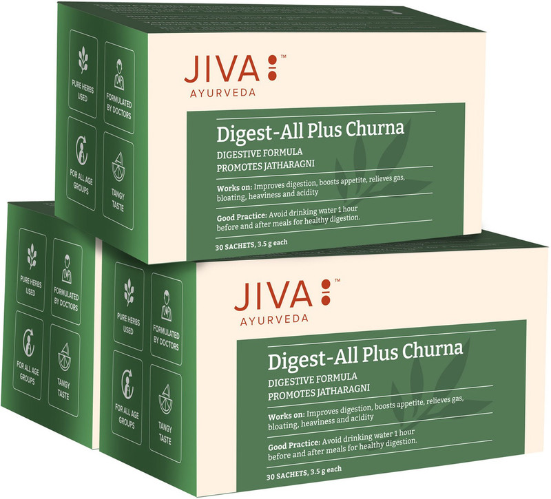 JIVA DigestAll Churna - Quick Relief from Gas, Acidity and Indigestion - 30 Sachets Each - Pack of 3(Pack of 3, 300 g)