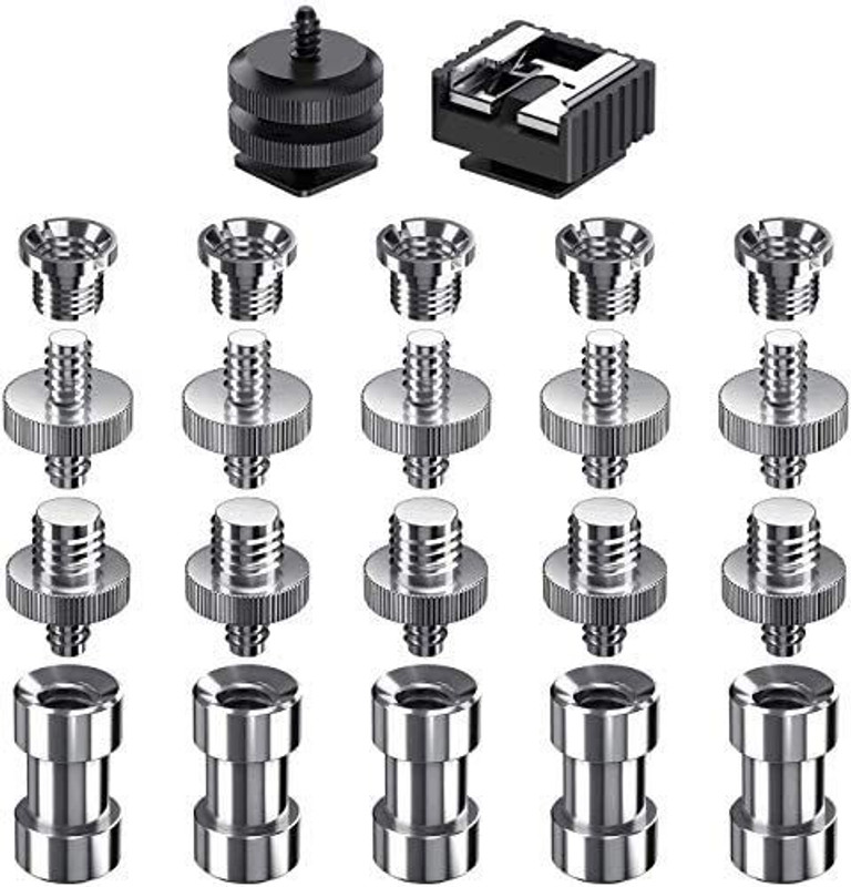 MILLETS Camera Screw, 22 Pcs 1/4 Inch and 3/8 Inch Converter Threaded Screws Adapter Flash Shoe Adapter