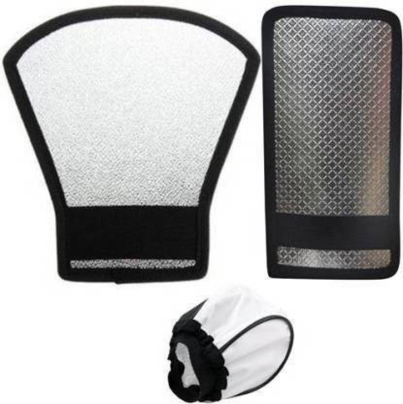 CAMSIYA Silver White Flash Diffuser Reflector for Flash set of (3 PIECE) FLASH Diffuser(Silver, Black)
