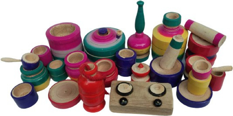 MaMu Shop MAMUshop Wooden toy kids kitchen set/choppu jaman-multilcolour
