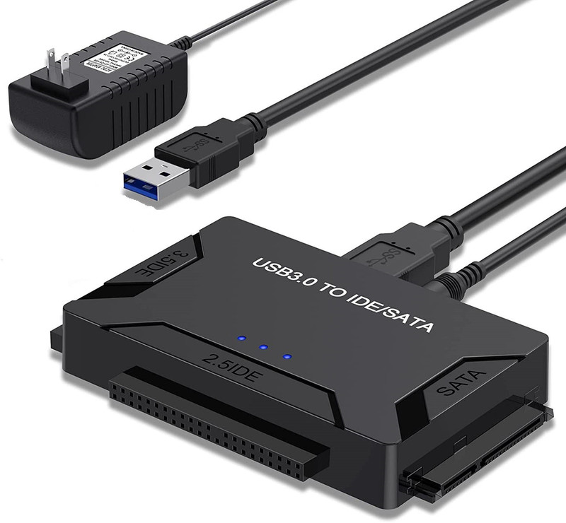 microware SATA/IDE to USB 3.0 Adapter,Hard Drive Reader for Universal 2.5 3.5-Inch USB Adapter(Black)