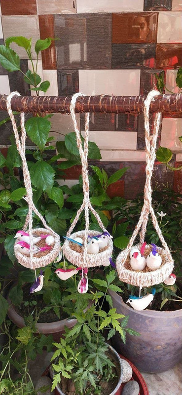 DogTrust Home Garden Decoration Jhumar Chidiyan Ka Ghosla (Pack of 3) Multicolour Bird House(Hanging)