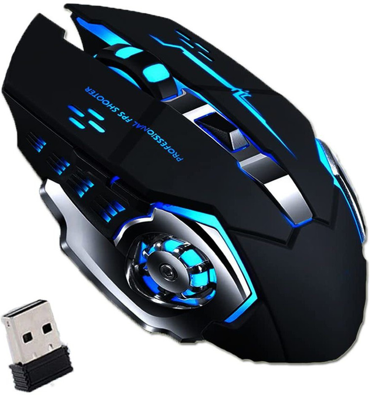 microware Rechargeable 2.4GHz Optical Vertical Wireless Mouse Ambidextrous Optical Gaming Mouse(2.4GHz Wireless, Black)