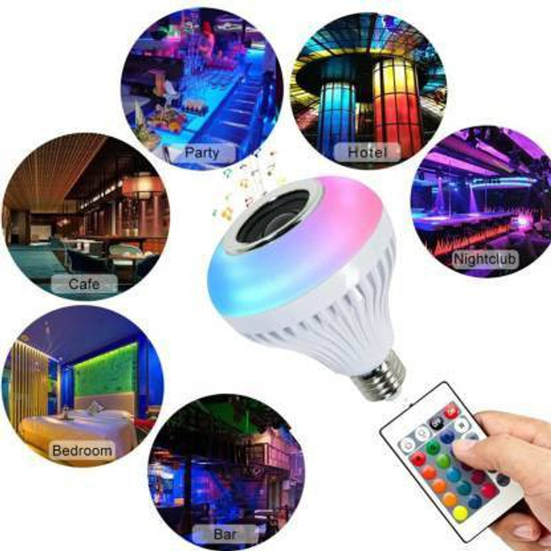 TECHMAZE BT Music Light Bulb B22 LED Speaker Color Changing 24Keys Remote Smart ball T64 Smart Bulb