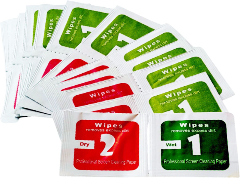 Olonga wet and Dry screen cleaning wipes Big Size for Mobiles, Laptops, Computers, Gaming(WIPES PACK OF 15 ,,,081)