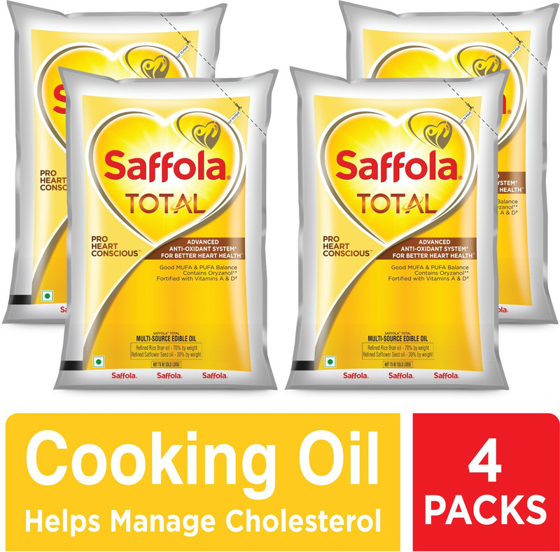Saffola Total Refined Cooking Rice Bran Safflower Oil Pouch