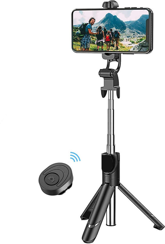 PULTO Travel Bluetooth Selfie Stick Tripod Stand With Wireless Remote Photo Shutter Single Gimbal for Mobile(400)