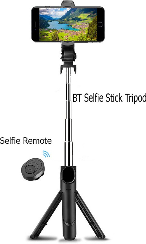 SOJUBA multi-function Travel Tripod Stand 3IN1 Bluetooth Selfie Stick Mobile Holder Tripod, Tripod Clamp, Tripod Kit, Monopod, Monopod Kit, Tripod Ball Head, Tripod Bracket(Black, Supports Up to 600 g)