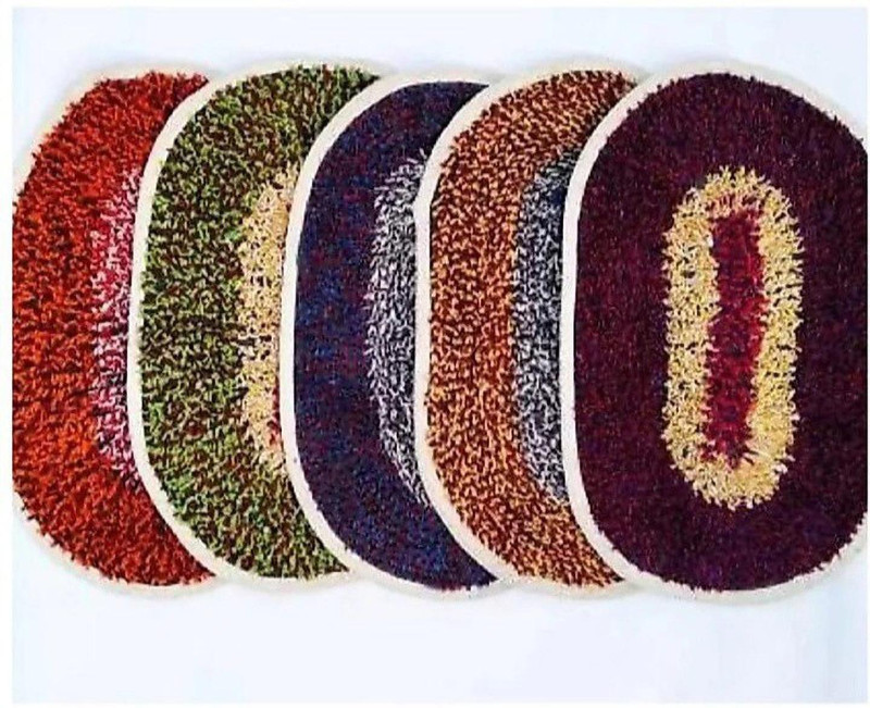 varsha tex Cotton Floor Mat(Multicolor, Pack of 5, Medium)