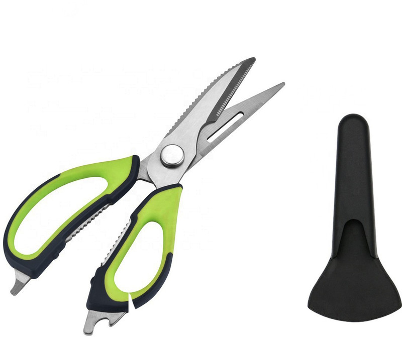 Connectwide Multipurpose Detachable Kitchen Scisor with Magnetic Holder Cover Stainless Steel All-Purpose Scissor(Orange, Pack of 1)