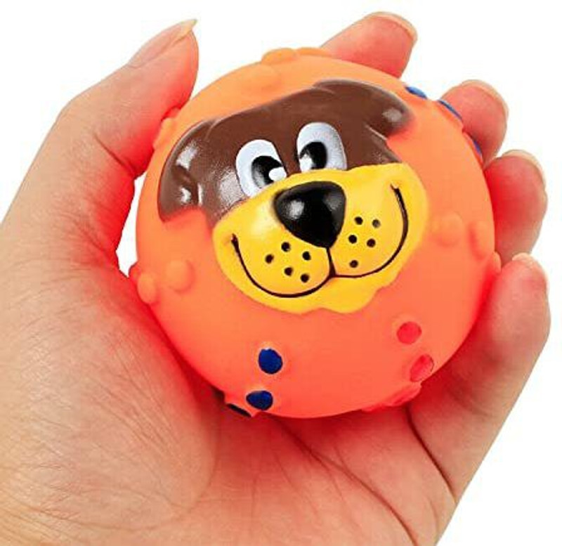 DogTrust Squeaky Puppy Face Ball Rubber Toy for Dog Rubber Ball For Dog