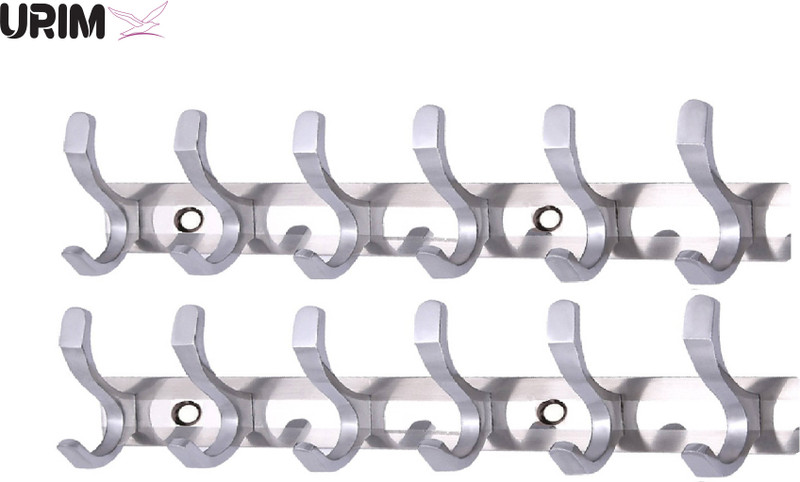 URIM Premium Stainless Steel 6 Pin Cloth Hanger (Pack of 2) Door Hanger