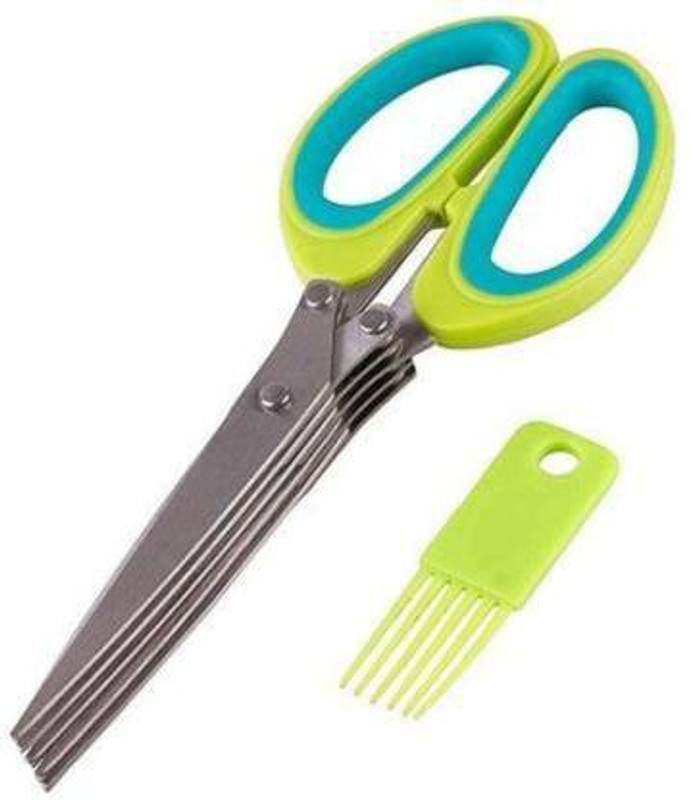 TINSUHG 5 in 1 Vegetable Scissors Multi-Functional Stainless Steel Scissor for Kitchen Stainless Steel All-Purpose Scissor(Multicolor, Pack of 1)