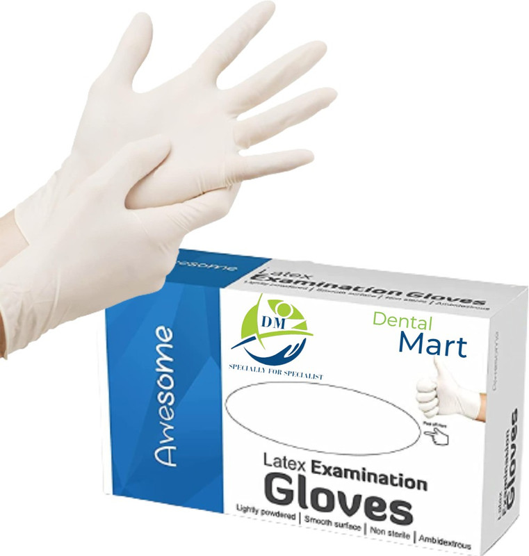 dental mart Latex Premium Examination Gloves All-Purpose, Medical Grade, Powdered,- Small Latex Examination Gloves(Pack of 50)