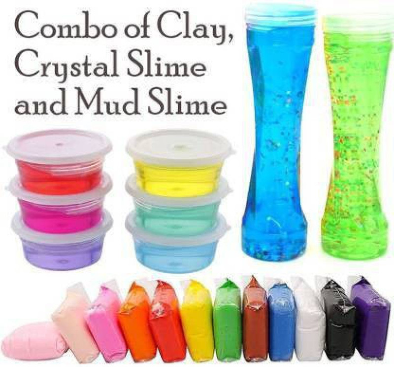 AKANSHA Pack of 26 Slime combo kit, Crystal Unicornslime and clay Multicolour Multicolor Putty Toy