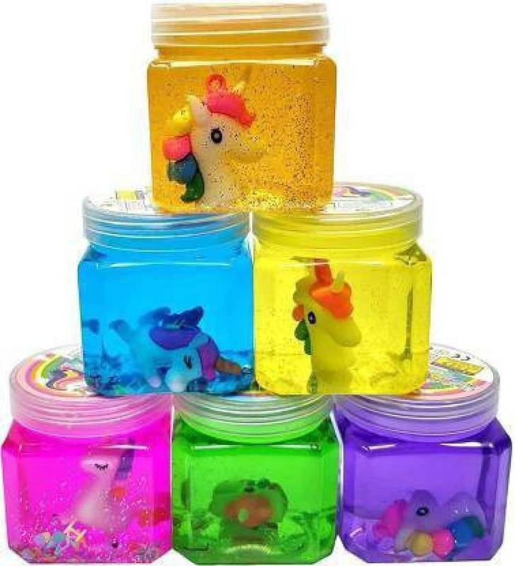 AKANSHA Toys Cool Unicorn Slime for Kids with Unicorn Inside (Pack of 6) Multicolor Putty Toy
