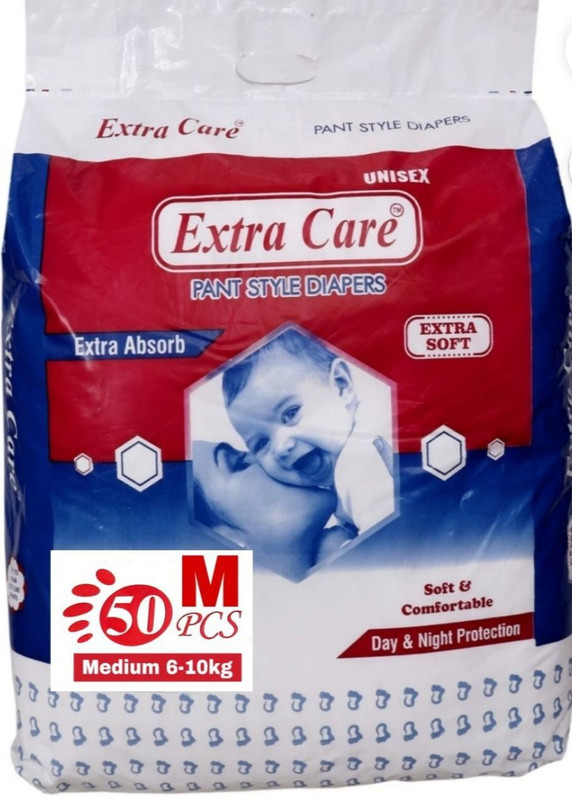 Extra Care Extra Absorb Pant style Dipaers size (M) pack of 50pcs - M(50 Pieces)