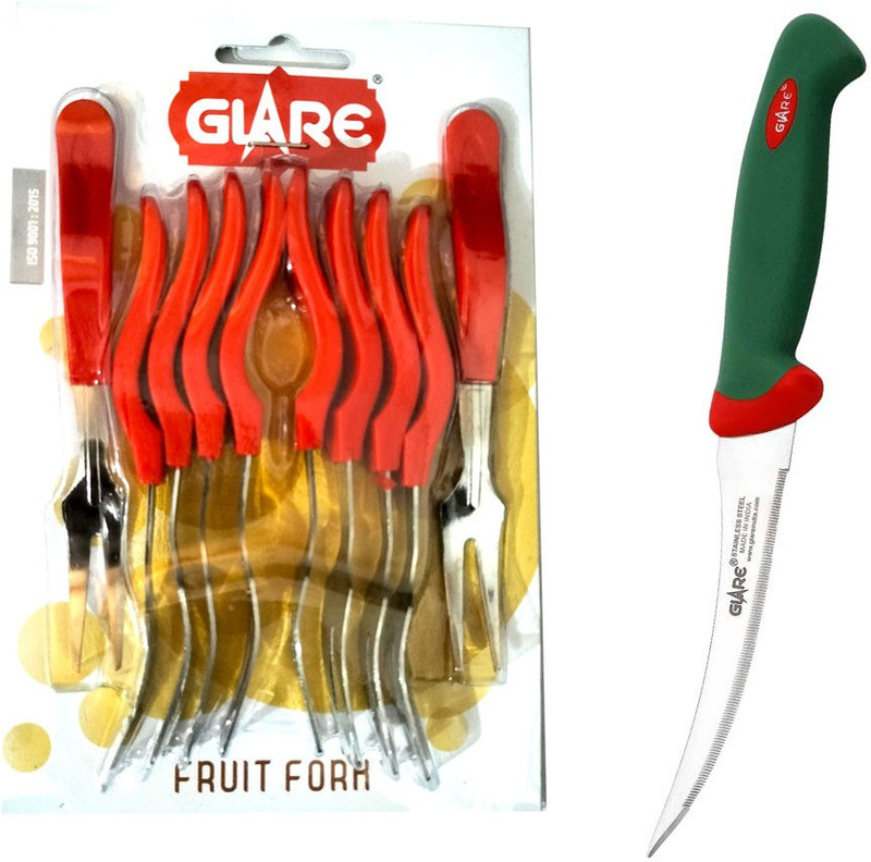 Glare Fruit Forks GA-301 & Tomato Knife GA-104 Stainless Steel Cutlery Set(Pack of 2)