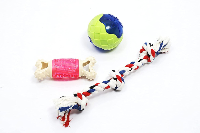 DogTrust Hard Bone with Sound | LED Squeaky Sound Ball Large | Interactive Toy| Cotton, Nylon Chew Toy For Dog
