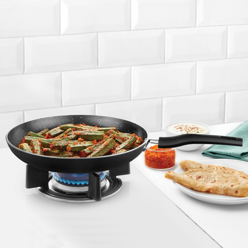 BOROSIL Granito Non-Stick Aluminium Deep Fry Pan with Handle Fry Pan 20 cm diameter 2 L capacity(Aluminium, Non-stick, Induction Bottom)