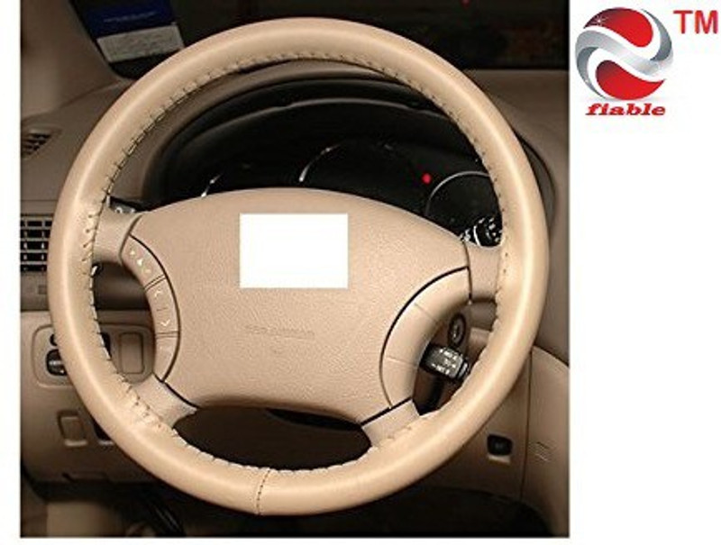 Fiable Hand Stiched Steering Cover For Chevrolet, Tata i10 Active(Cream, Leather)