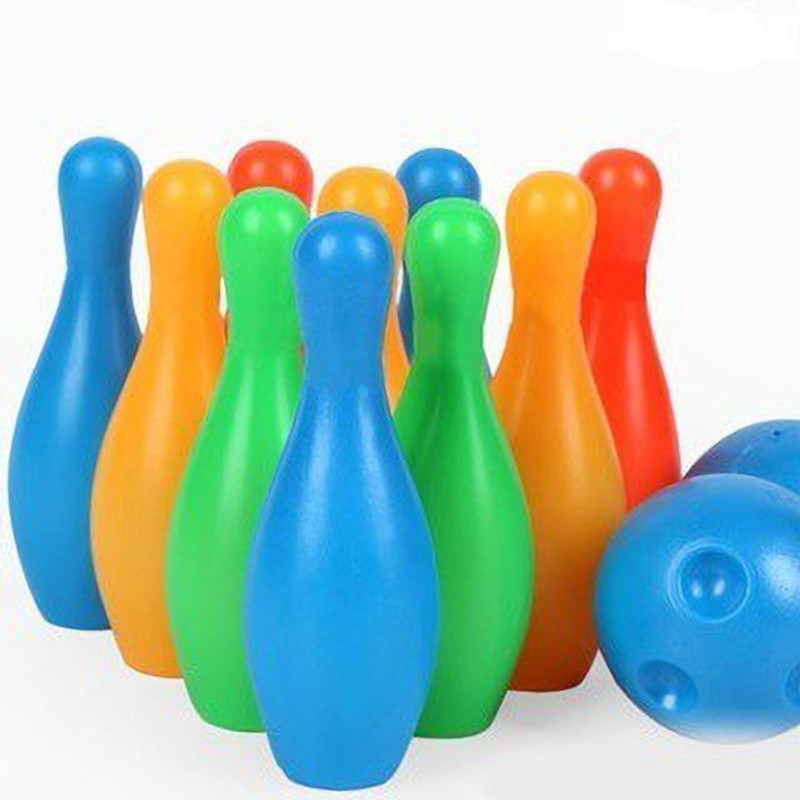 deepak badkur Bowling Toy Set with 10 Pins and Two Balls Indoor Outdoor Sports Game for Kids(Pack Of 1 Multicolor) Made Of India Sports Bowling Set