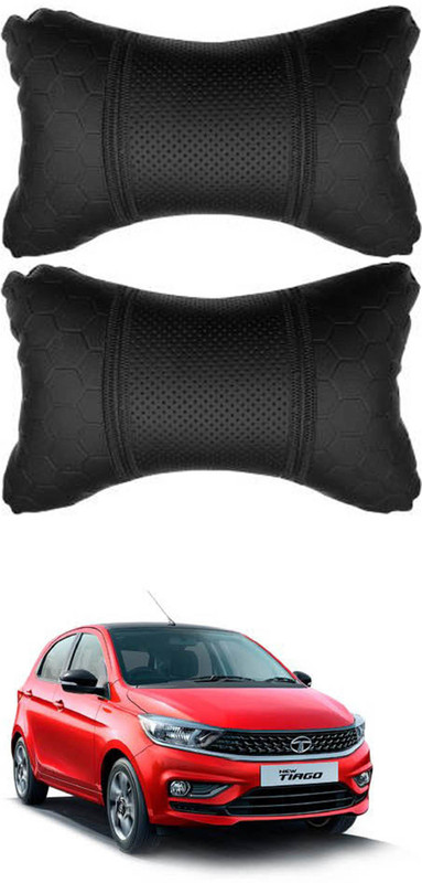 RONISH Black Leatherite Car Pillow Cushion for Tata(Rectangular, Pack of 2)