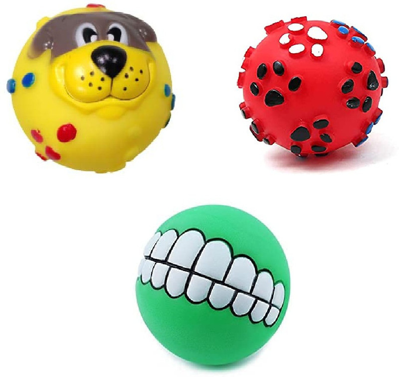 DogTrust Dog Ball and Squeaky Toys -3pcs Rubber Ball For Dog