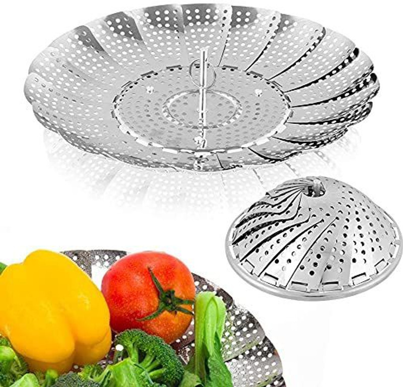 Kriday STAINLESS STEEL STEAMER VEGETABLE AND FRUIT BASKET Stainless Steel Fruit & Vegetable Basket(Silver)