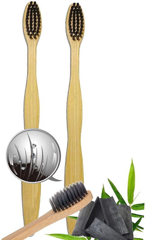 Oreayu Bamboo Charcoal Natural Toothbrush, Biodegradable- 2 pc Set Soft Toothbrush(Pack of 2)