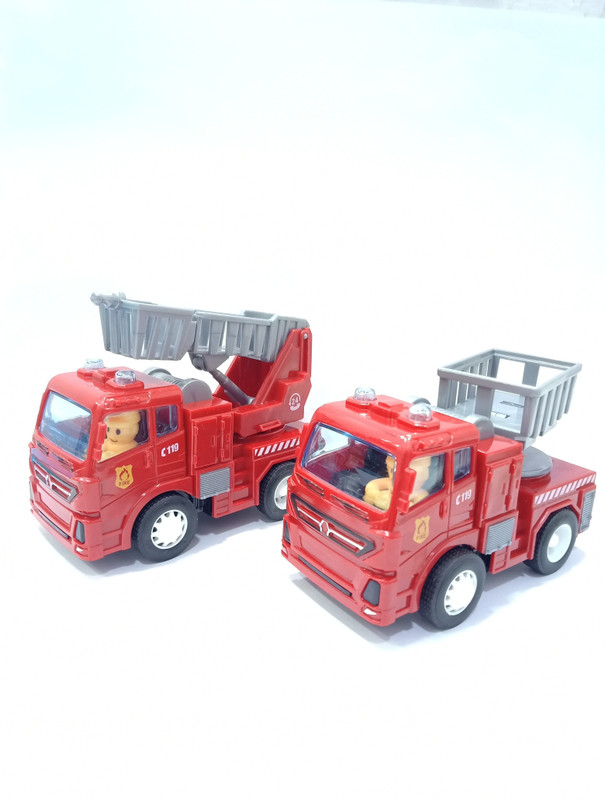 SR Toys Push and Go Miniature Fire Engine Rescue Trucks (Red, Pack of: 2)(Red)
