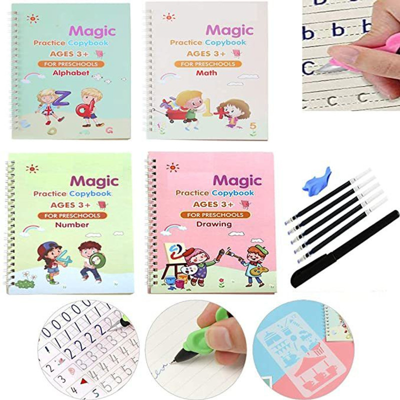 Mynxe MAGIC PRACTICE BOOK PACK OF 4, For School (MULTICOLOR)(Multicolor)