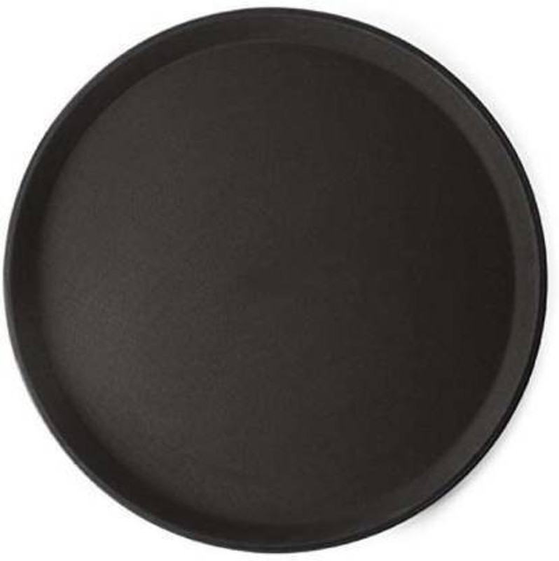 TRENDCARD Plastic, Rubber Lined Bar Non-Slip Round Tray, 16 Inch - (Iconic Black) (Tray) Tray(Microwave Safe)