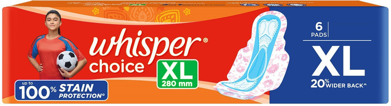 Whisper Choice XL Sanitary Pad (Pack of 6)