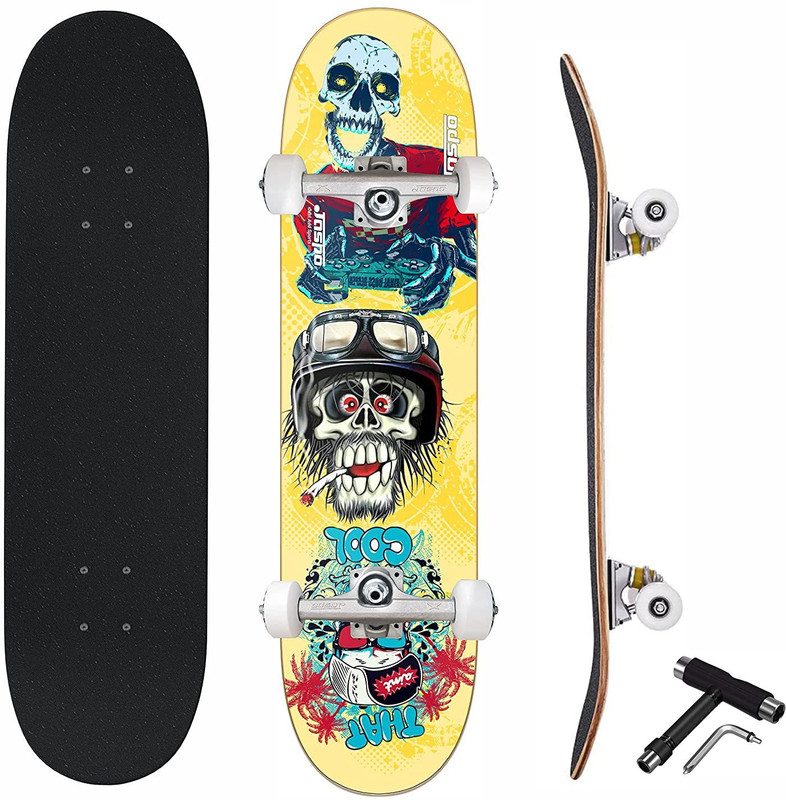 Jaspo Hurricane Red Skull Suitable for Age Group Above 8 Years 31 inch x 8 inch Skateboard(Multicolor, Pack of 1)
