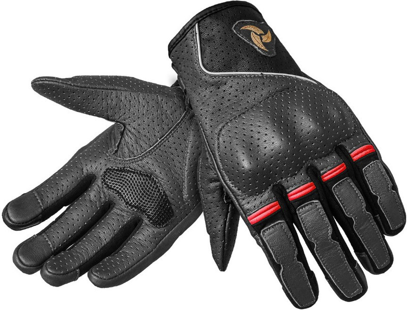 Raida CruiserPro II Motorcycle Riding Gloves(Grey & Red)