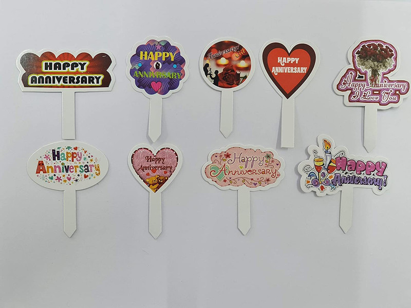 Royals Cake Topper (Happy Anniversary Paper Tag 100pc) Cake Topper(Multicolor Pack of 100)