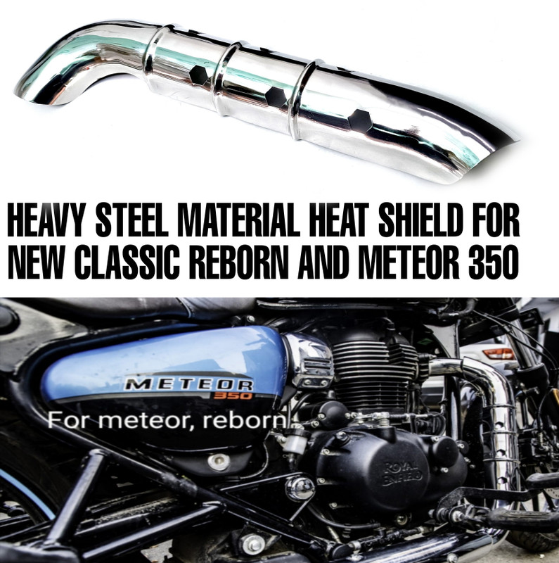 imad STAINLESS STEEL HEAT SHIELD FOR CLASSIC REBORN AND METEOR Bike Exhaust Heat Shield