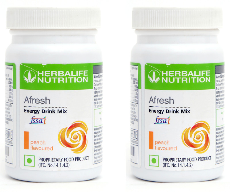HERBALIFE Afresh Energy Drink - Peach Flavor For Weight Loss 2 PIECES Sports Drink(2x50 g, Peach Flavored)