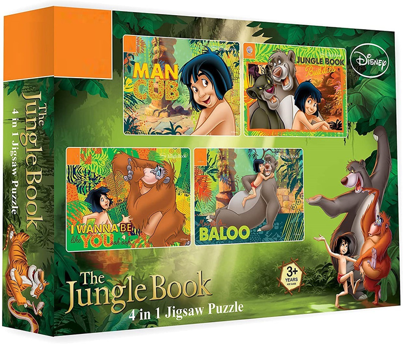 ARNIYAVALA 4 in 1 Mowgli Jungle Book Jigsaw Puzzle 140 Pieces for Kids.(140 Pieces)