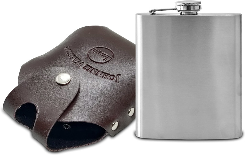 JMALL Flask with STUD Brown Cover Premium Quality 100% Leak Proof 1111 Stainless Steel Hip Flask(207 ml)