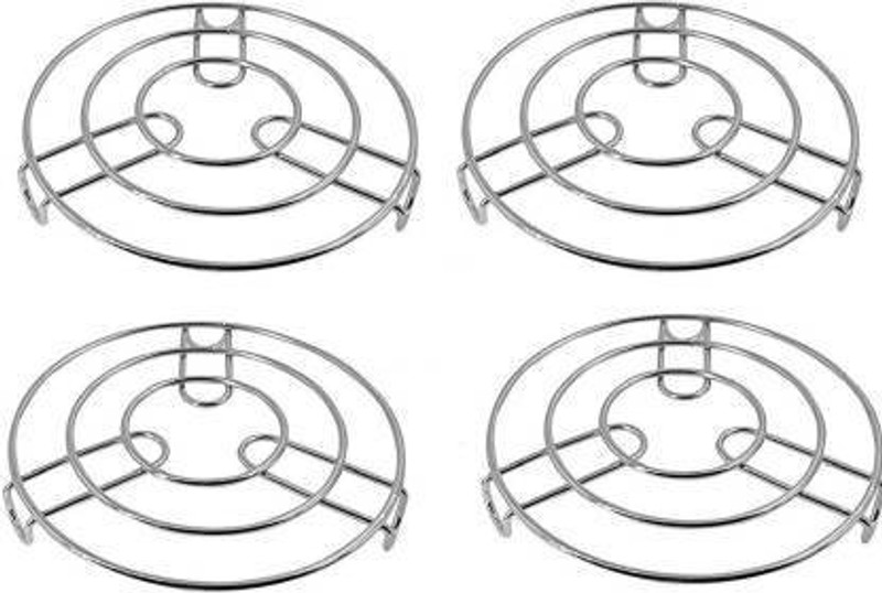 WiiBross Pcs Of 4 Kitchen Steaming Stainless Steel Round Cooker Steamer Rack mirror Trivet(Pack of 4)