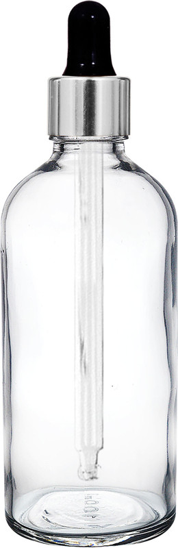 nsb herbals Clear Glass Bottle + Silver Cap + Black Teat for Perfume, Oil, Multipurpose Use 100 ml Glass Bottle(Pack of 1, Clear)