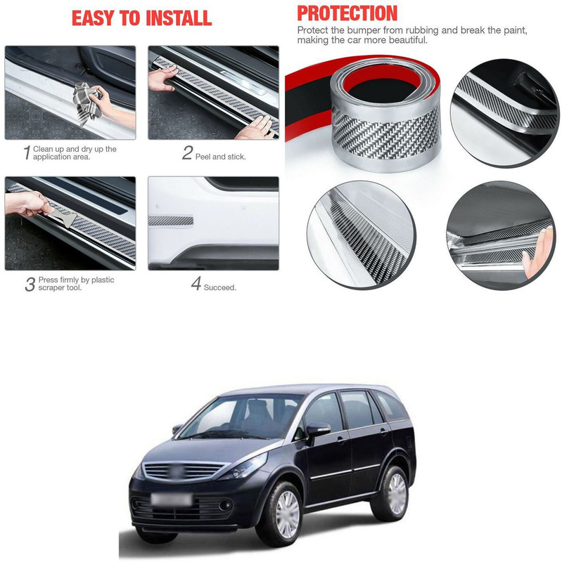 XZRTZ Car door bumper sill Protection Anti-Collision Strip Rubber Scratch Carbon 210 Matte, Glossy, Chrome Tata Aria Side Garnish