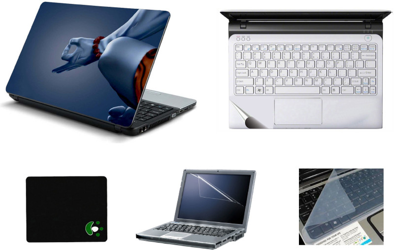 Mitram 5in1 Laptop Accessories Combo 15.6 Inch Shivaya laptop Skins Stickers, Screen Guard, Key Guard, Mouse Pad and Palmrest Skin for HP-DELL-Lenovo-Asus-Acer Laptops || Notebooks Combo Set(Multicolor)