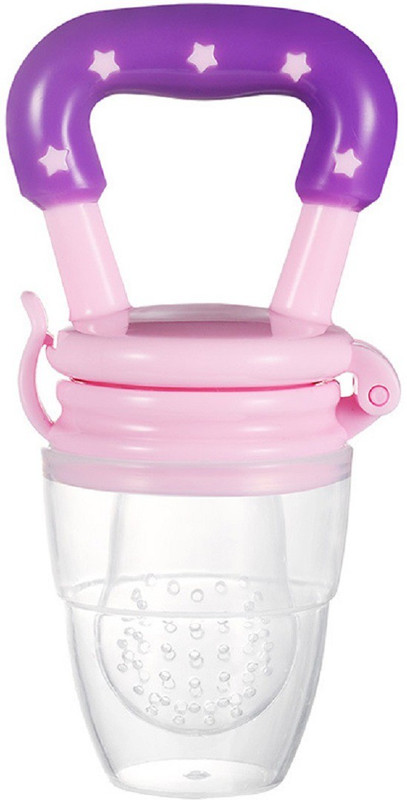 smilykid Soft Silicone Baby Fresh Fruit Food Nibbler Feeder Musical Star Rattle Teether Soother(Pink)