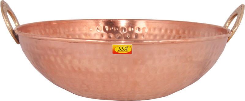 Shivshakti Arts Pure Copper Kadai/Bowl/Kadhai (2600 ml) - 11" Inch -1 Piece. Kadhai 26 cm diameter 2.6 L capacity(Copper)