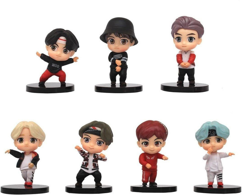 OFFO BTS Tiny Tans - Mic drop Dancing (Set of 7)| BTS / BT21 Merchandise For BTS Army and Kpop Lovers (Size : 7-8 cm)(Multicolor)