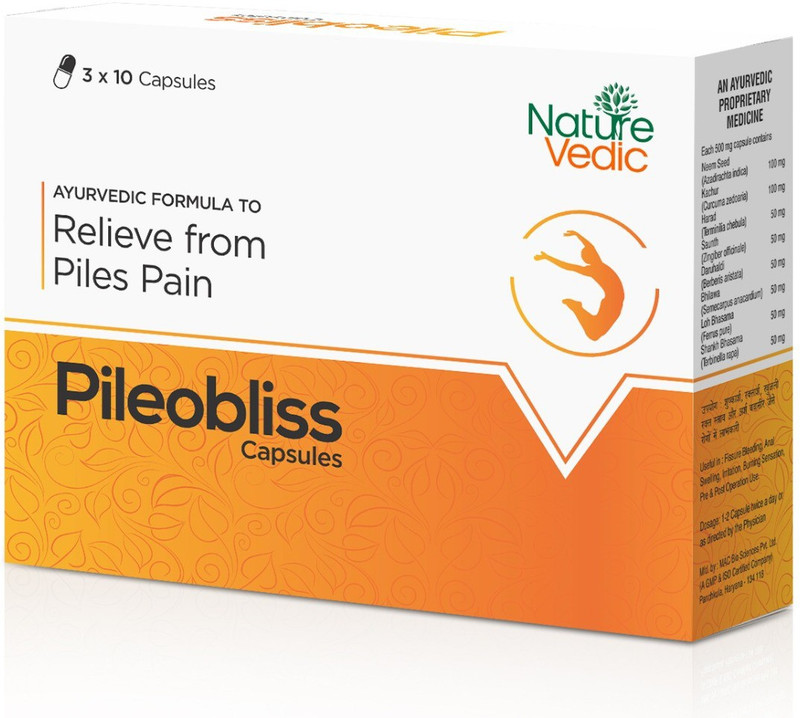 Nature Vedic Pileobliss Capsules Ayurvedic Formula to relieve from piles pain(30 Capsules)